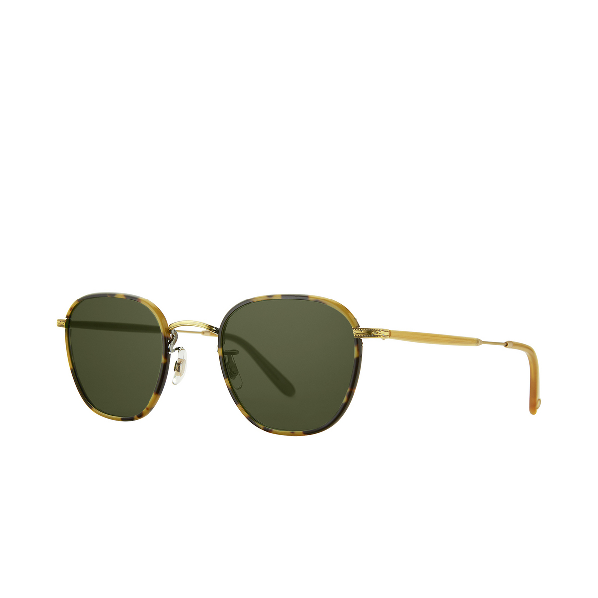 Garrett Leight® Square Sunglasses: Grant Sun color Tokyo Tortoise - Antique Gold Tt-atg-ah/sfpgn - three-quarters view.