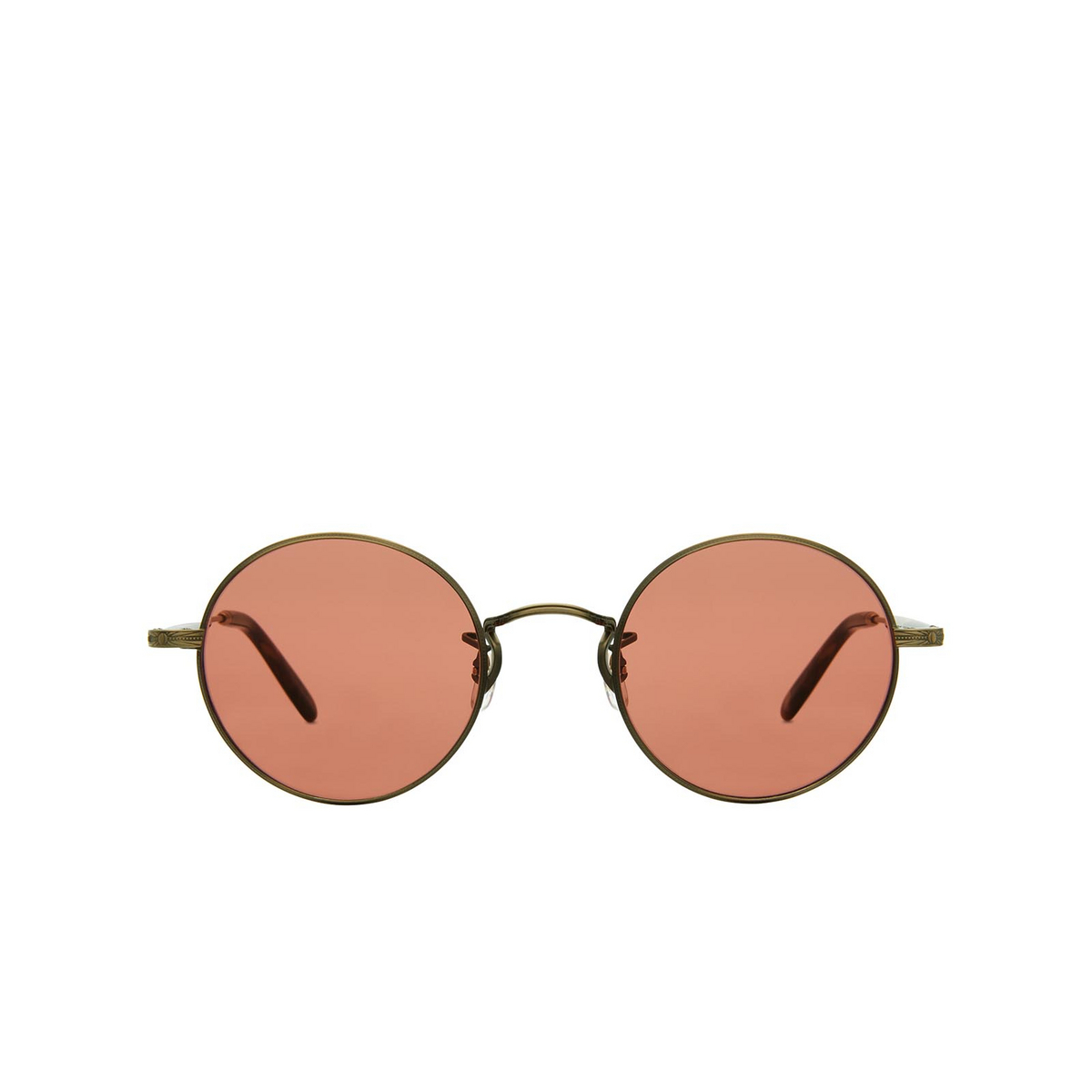 Garrett Leight® Round Sunglasses: Lovers Sun color Antique Gold-marble Agii-bmrt/prw - front view.