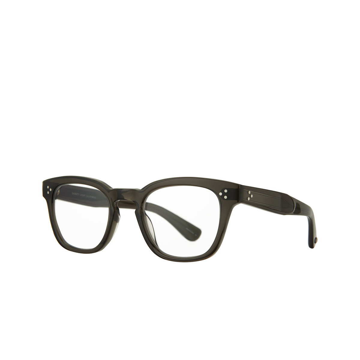 Garrett Leight® Square Eyeglasses: Regent color Black Glass Blgl - three-quarters view.