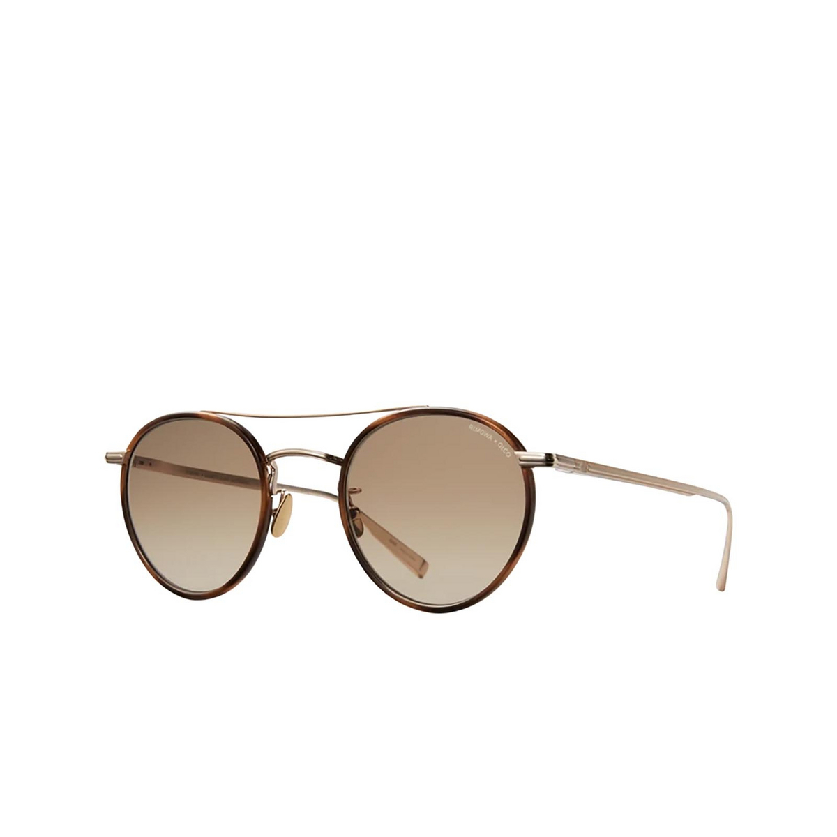Garrett Leight® Round Sunglasses: Rimowa X Glco Sun color Demi Blonde-gold Db-g/sfsegd - three-quarters view.
