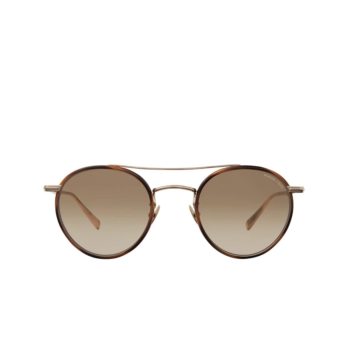 Garrett Leight® Round Sunglasses: Rimowa X Glco Sun color Demi Blonde-gold Db-g/sfsegd - front view.