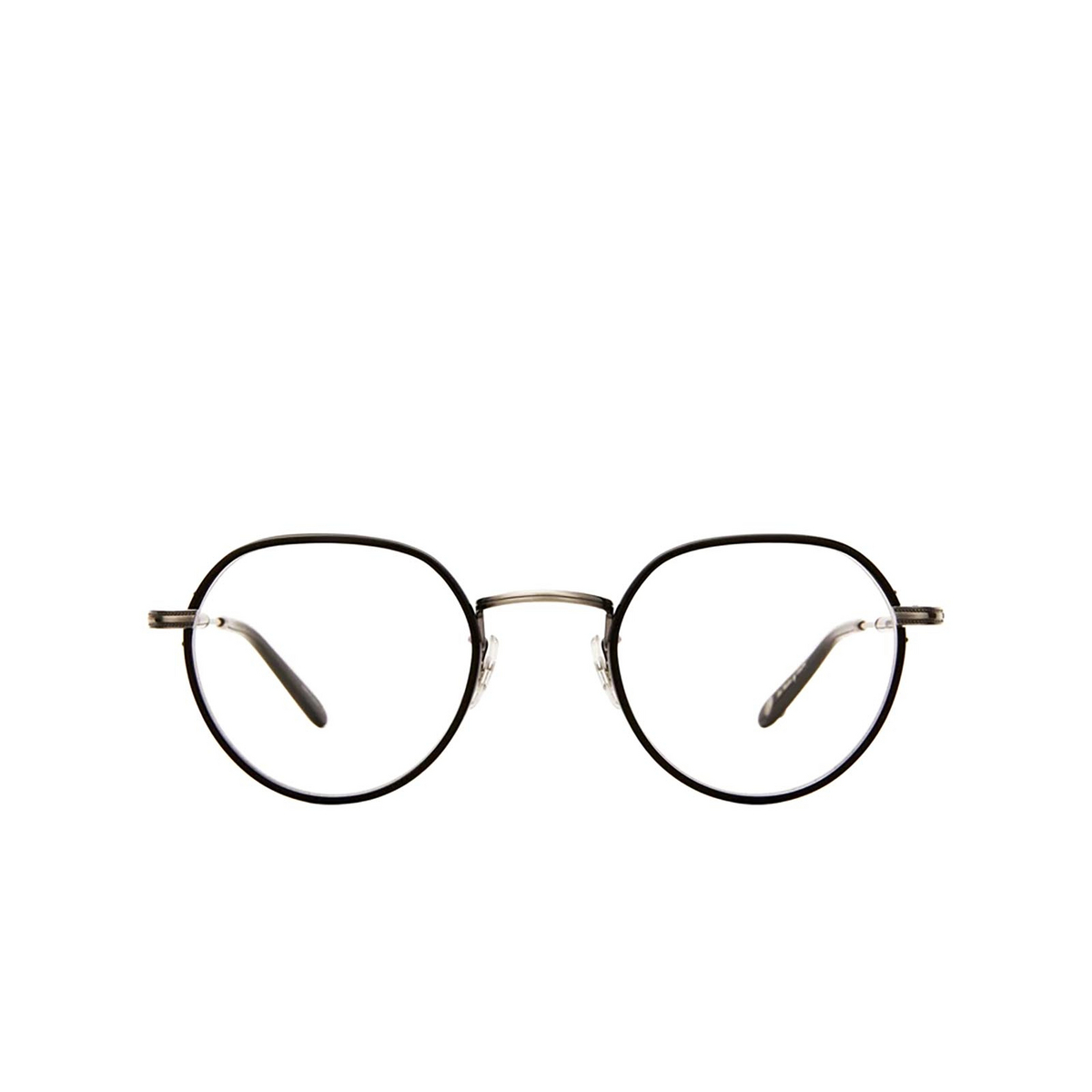 Garrett Leight® Round Eyeglasses: Robson W color Black-pewter Bk-pw-bk - front view.