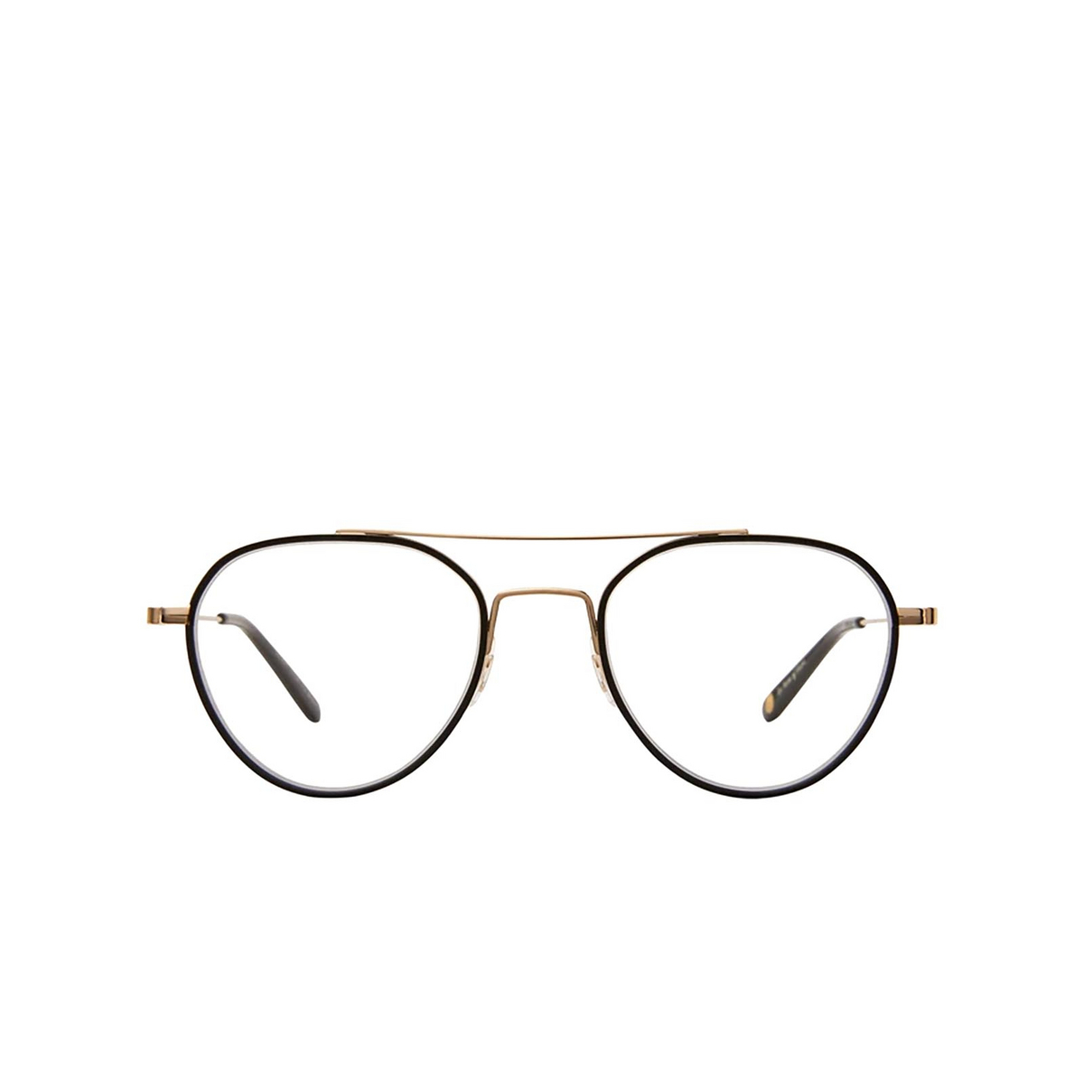 Garrett Leight® Aviator Eyeglasses: San Miguel color Matte Black-gold Mbk-g-bk - front view.
