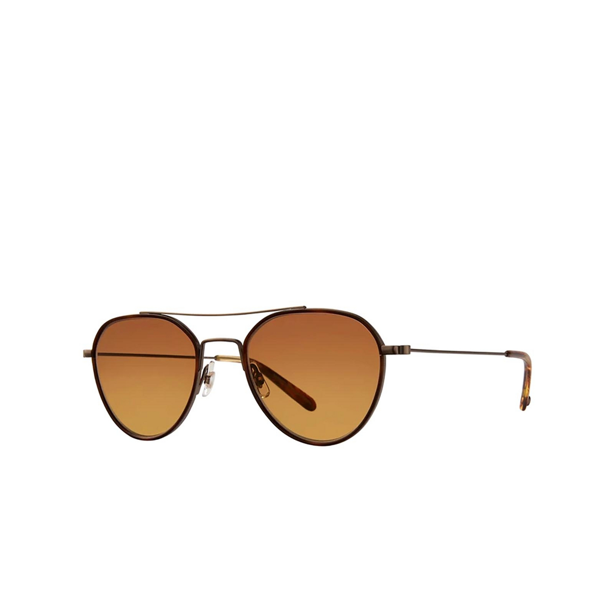 Garrett Leight® Aviator Sunglasses: San Miguel Sun color Marigold-antique Gold Mgt-atgii-cn-hwdg - three-quarters view.