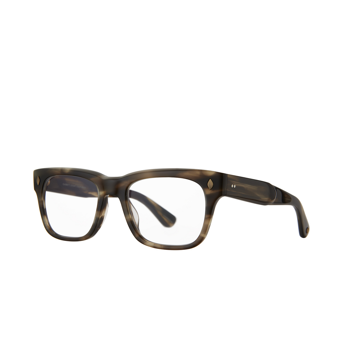 Garrett Leight® Square Eyeglasses: Troubadour color Kodiak Tortoise Kot - three-quarters view.