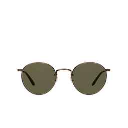 Garrett Leight® Round Sunglasses: Wilson M Sun color BG-OLV/SFG15 Brushed Gold-olive 