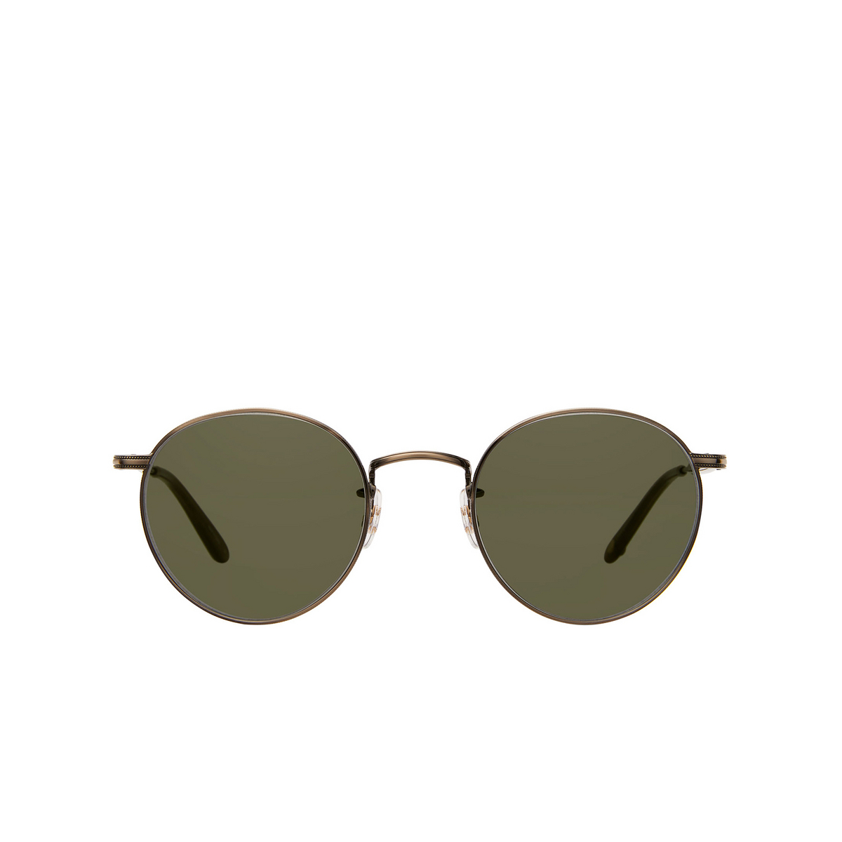 Garrett Leight® Round Sunglasses: Wilson M Sun color Brushed Gold-olive BG-OLV/SFG15 - front view.