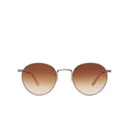 Garrett Leight® Round Sunglasses: Wilson M Sun color Bs-mbge/sfbrntg Brushed Silver-matte Beige 