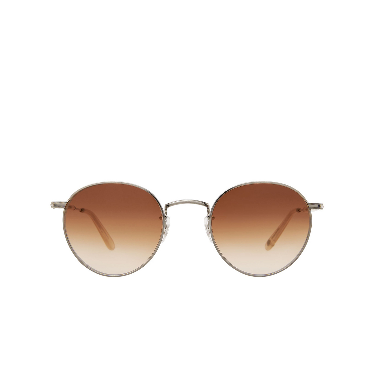 Garrett Leight® Round Sunglasses: Wilson M Sun color Brushed Silver-matte Beige Bs-mbge/sfbrntg - front view.