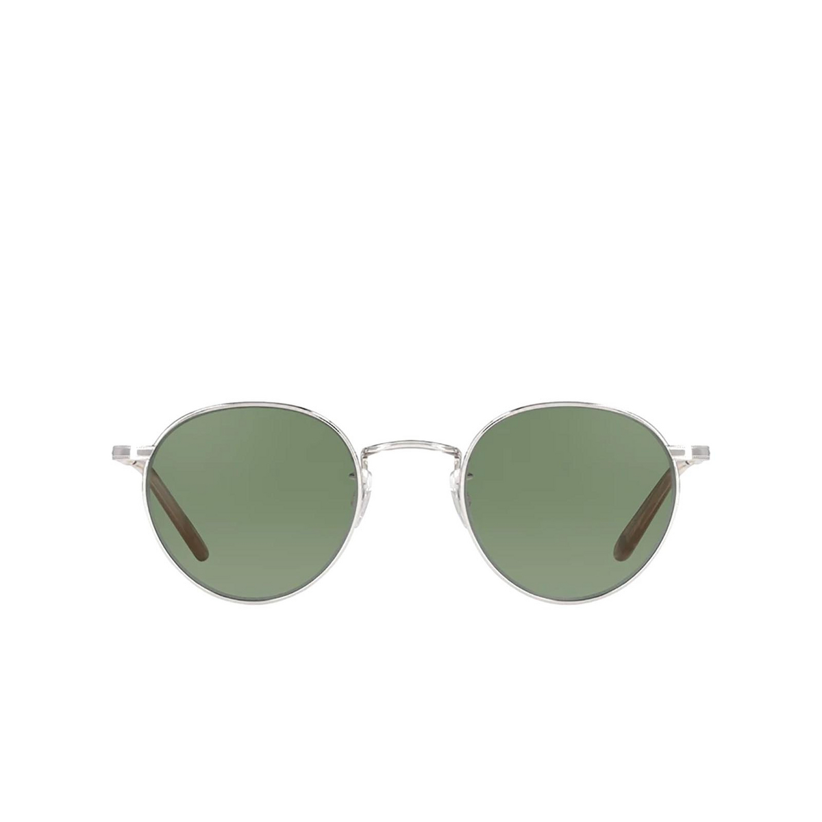Garrett Leight® Round Sunglasses: Wilson M Sun color Silver Blonde S-b/sfgrn - front view.
