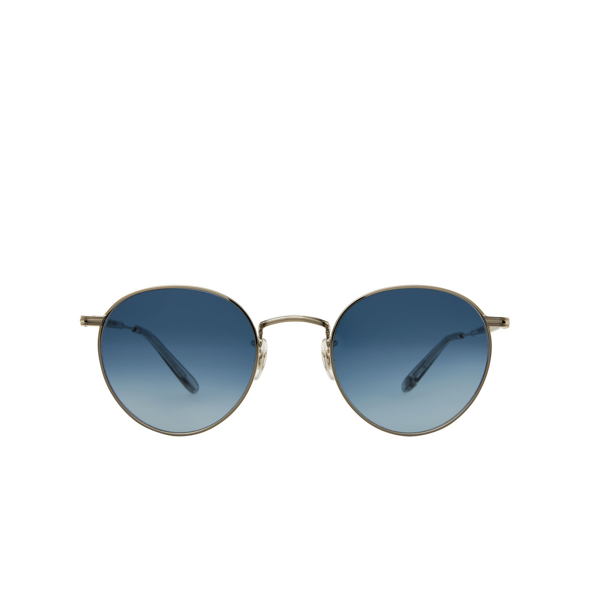 Garrett Leight® Round Sunglasses: Wilson M Sun color Silver-matte Llg S-mllg/sfcobg - front view.