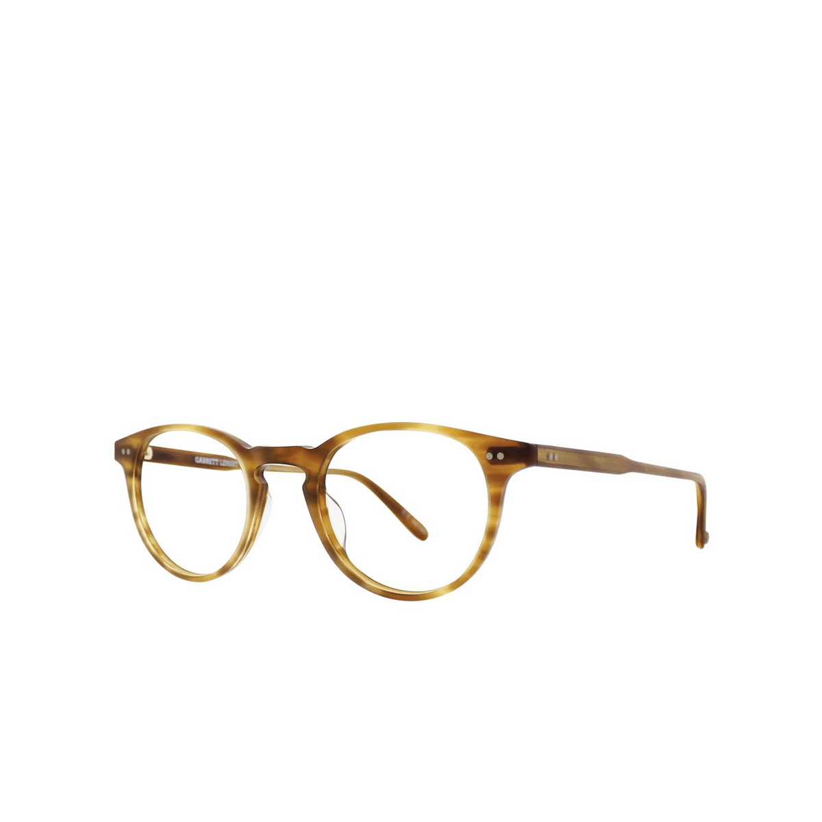 Garrett Leight® Round Eyeglasses: Winward color Matte Demi Blonde Mdb - three-quarters view.