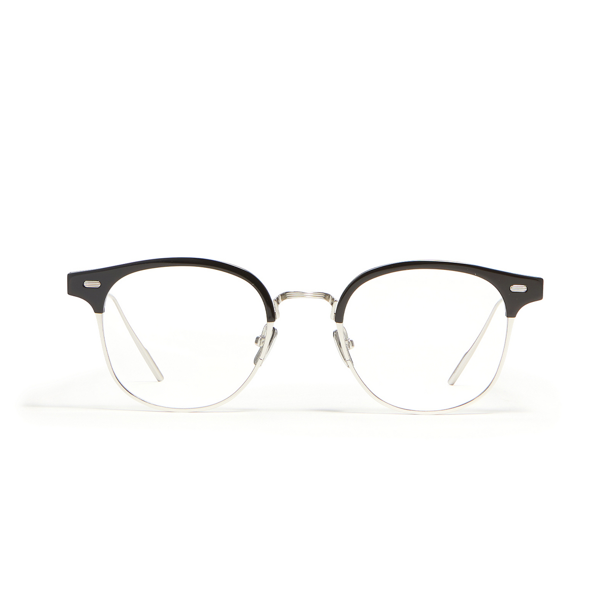 Gentle Monster® Square Eyeglasses: Alio X color 01 Black Silver - front view