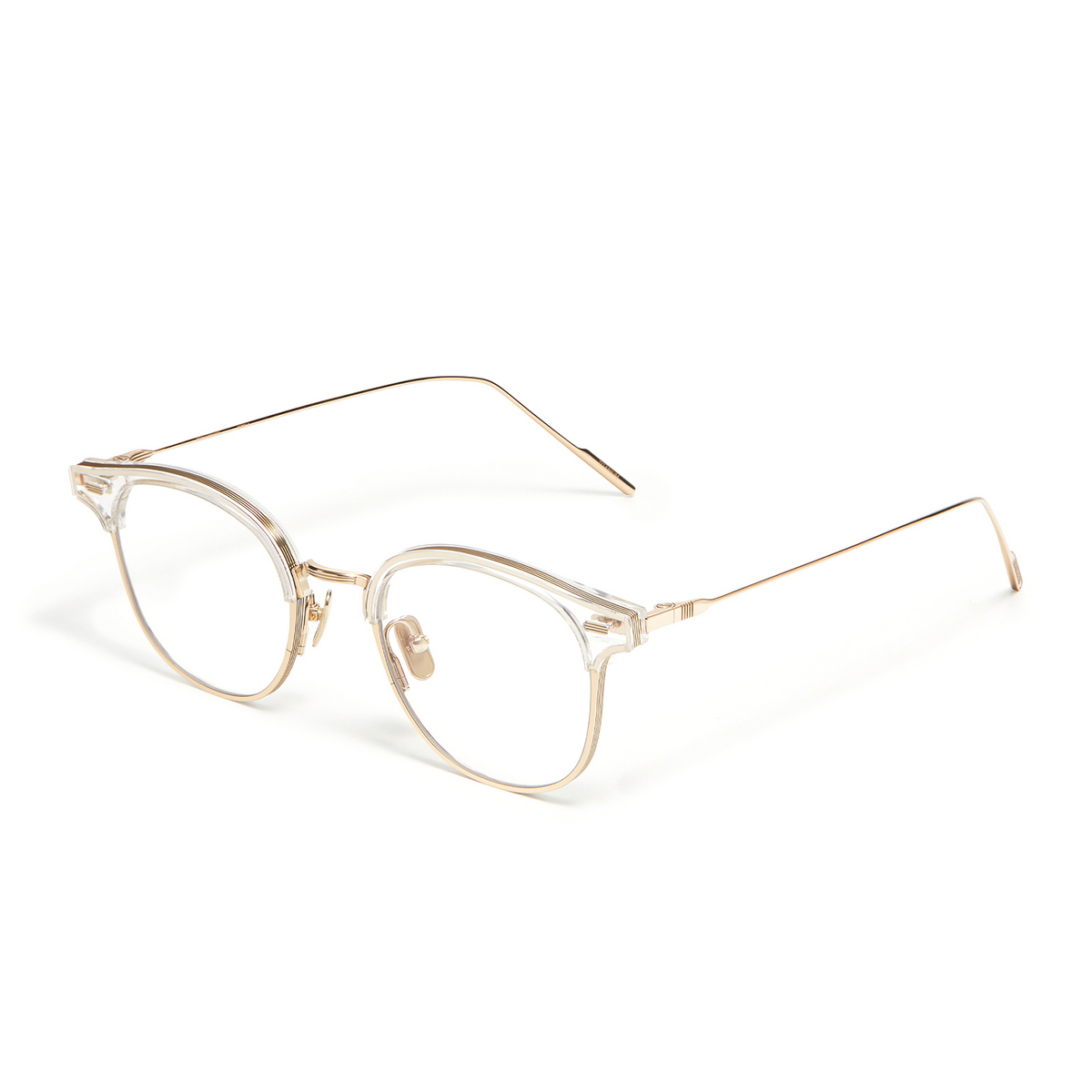 Gentle Monster® Square Eyeglasses: Alio X color Clear Gold C1 - three-quarters view.