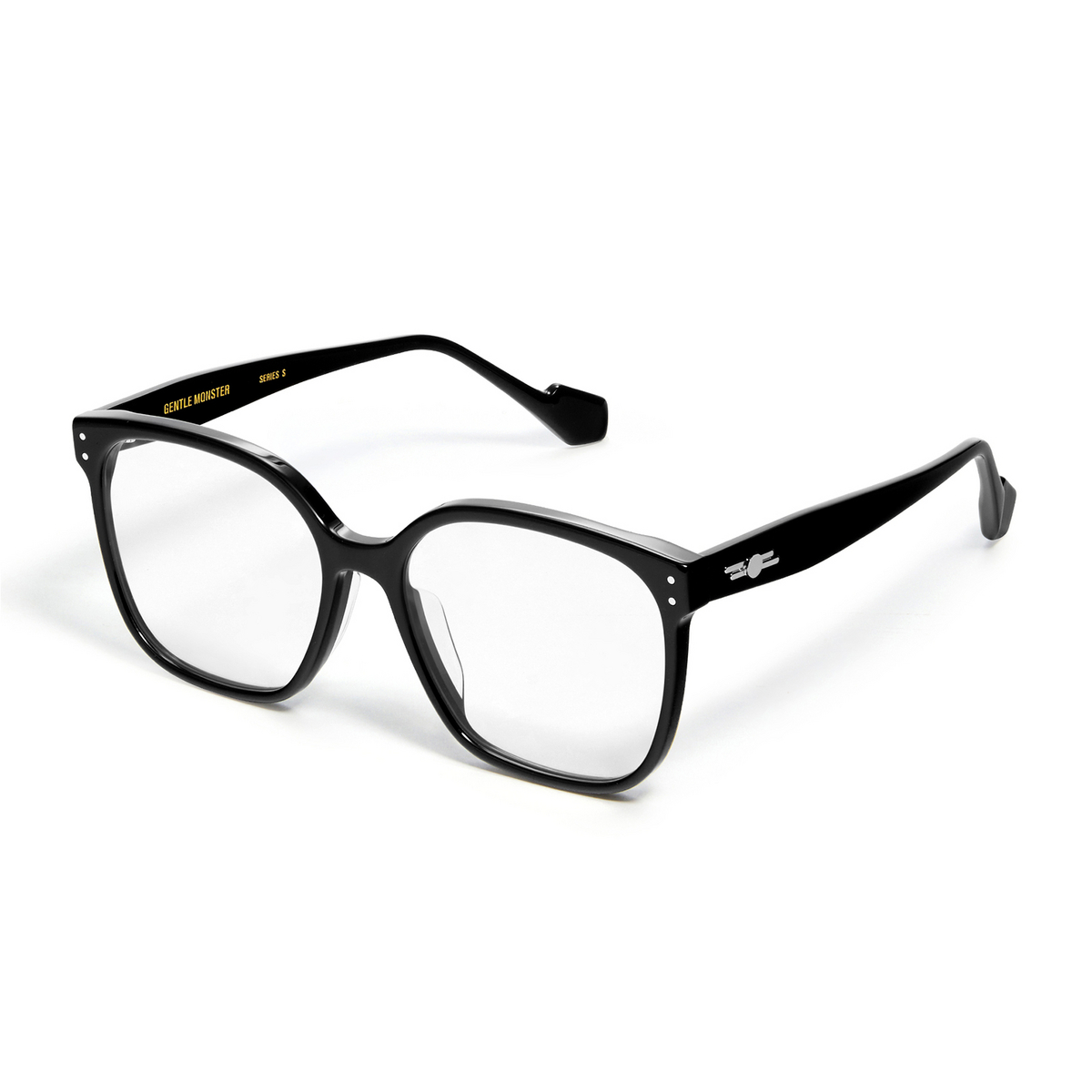 Gentle Monster® Square Eyeglasses: Ata color 01 Black - three-quarters view