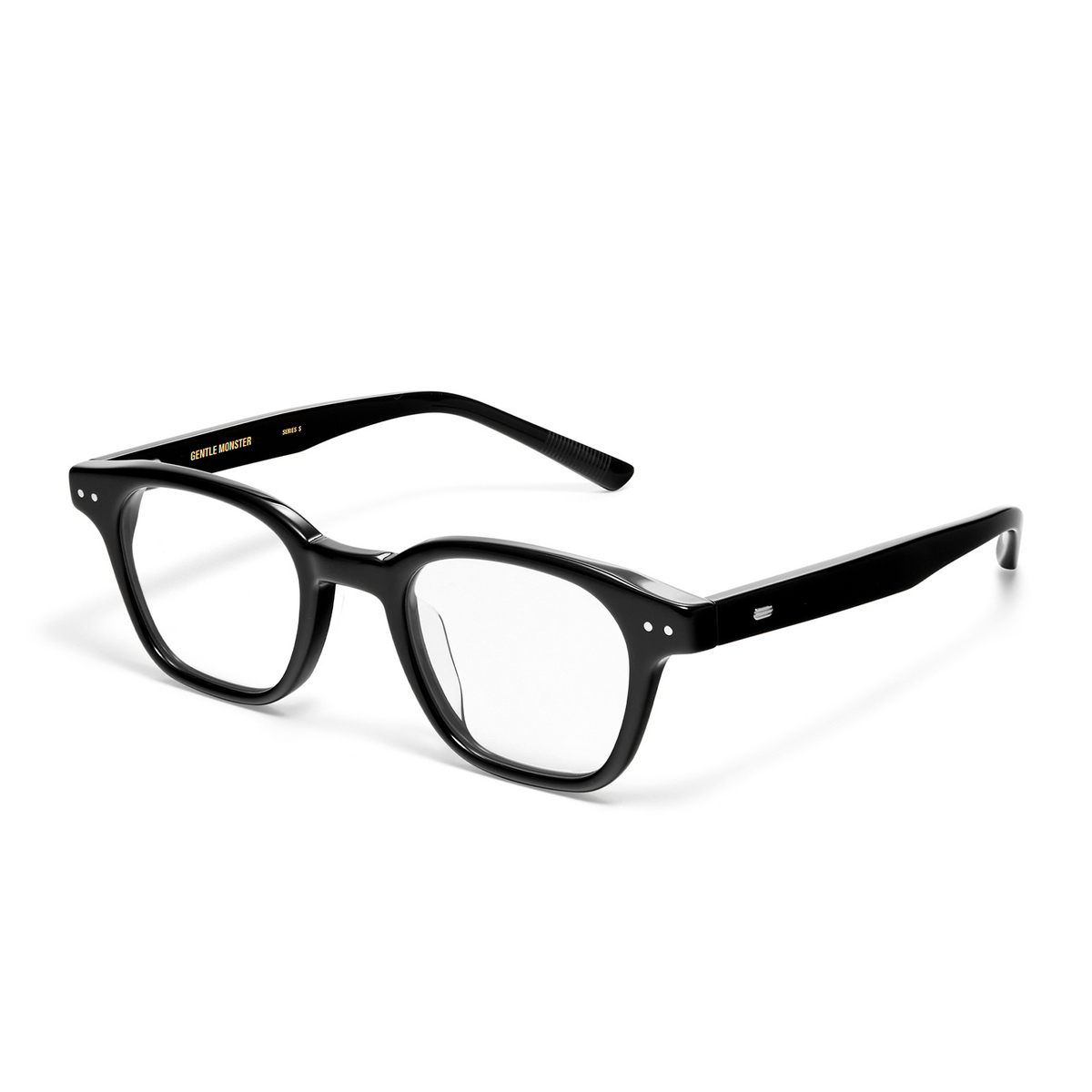 Gentle Monster® Square Eyeglasses: Cato color 01 Black - three-quarters view