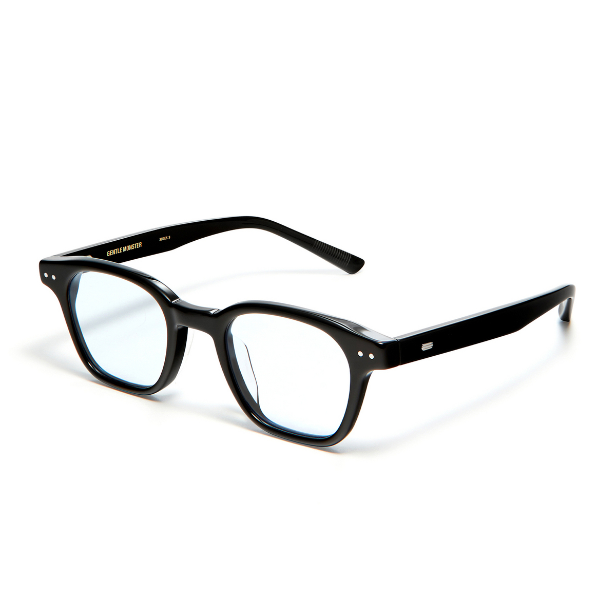 Gentle Monster® Square Eyeglasses: Cato color Black 01-B - three-quarters view.