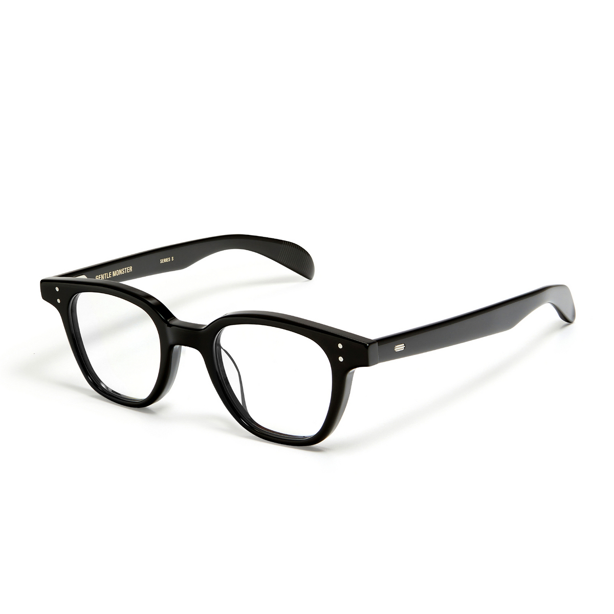 Gentle Monster® Square Eyeglasses: Dadio color 01 Black - three-quarters view
