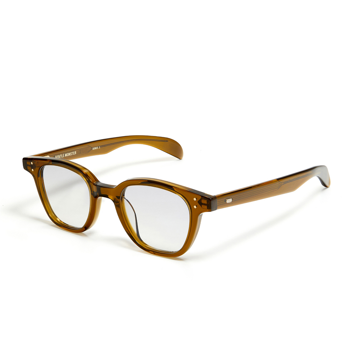 Gentle Monster® Square Eyeglasses: Dadio color KC4 Green - three-quarters view