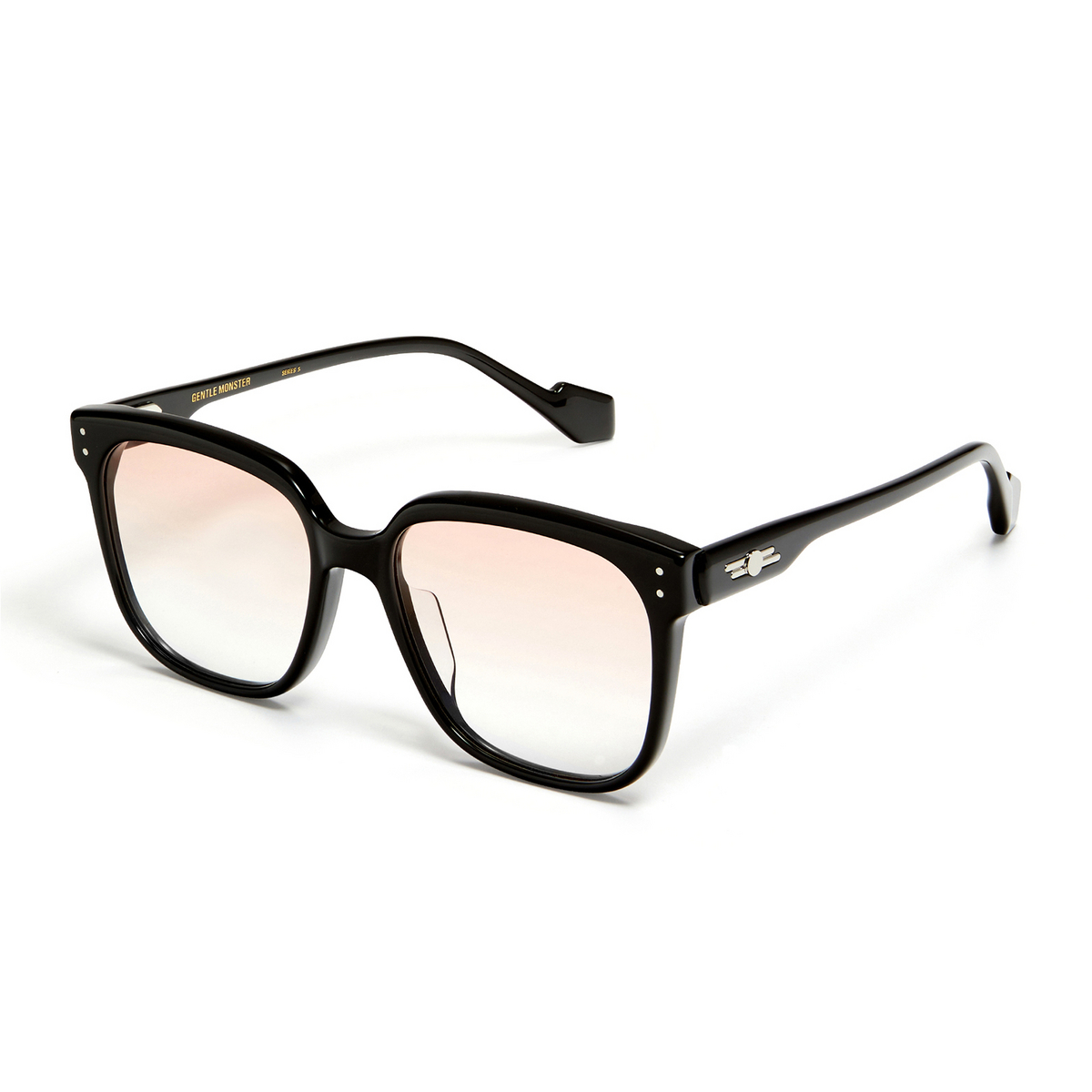 Gentle Monster® Square Eyeglasses: Dion color Black 01-RG - three-quarters view.