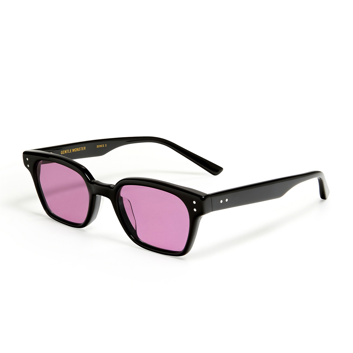 Gentle Monster® Rectangle Eyeglasses: Leroy color Black 01-V - three-quarters view.
