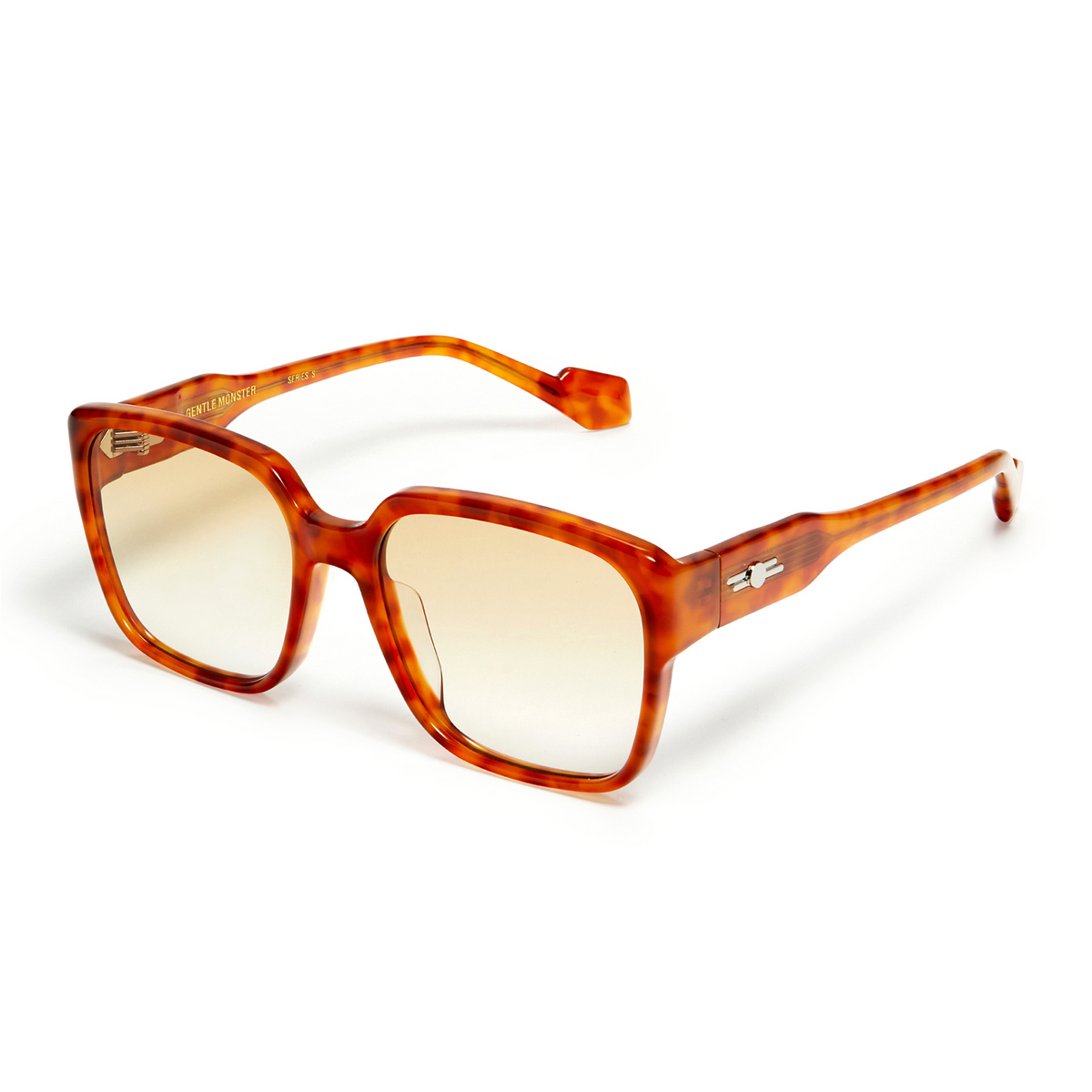 Gentle Monster® Square Eyeglasses: Loopy color Brown Tortoise L1 - three-quarters view.