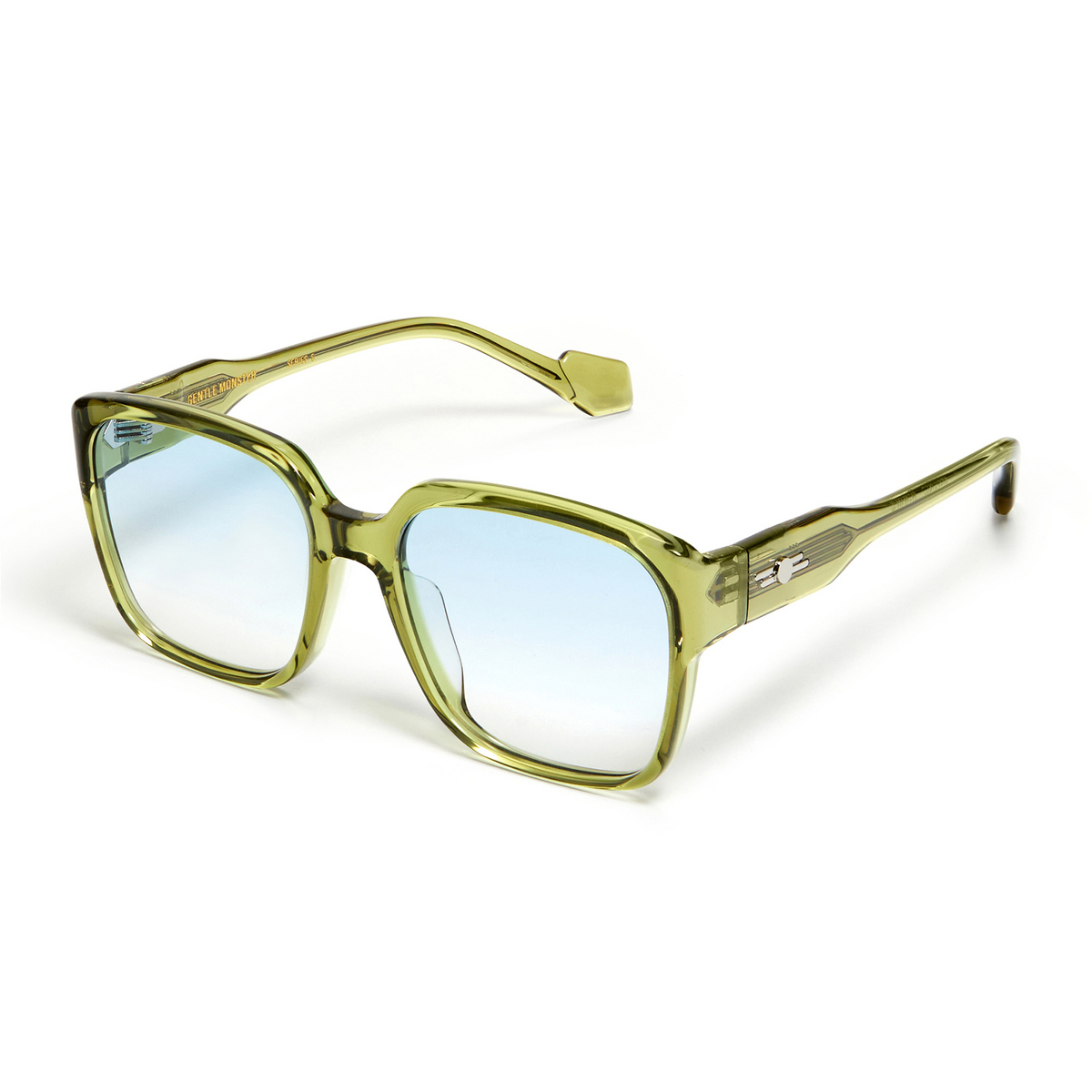 Gentle Monster® Square Eyeglasses: Loopy color OL1 Green - three-quarters view