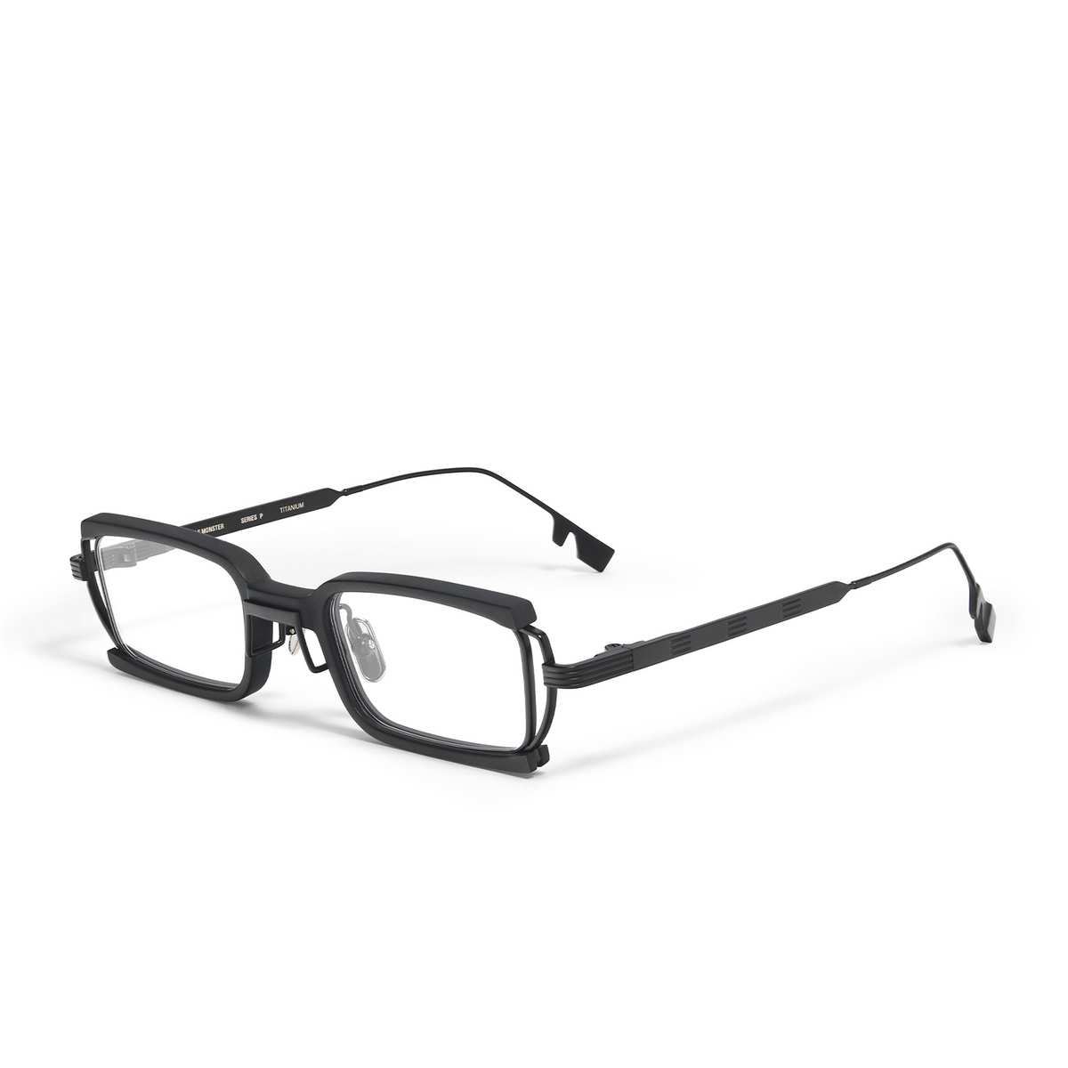 Gentle Monster® Rectangle Eyeglasses: Soa color Black M01 - three-quarters view.