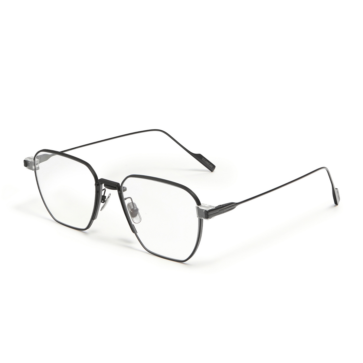 Gentle Monster® Square Eyeglasses: Taptap color Black C1 - three-quarters view.