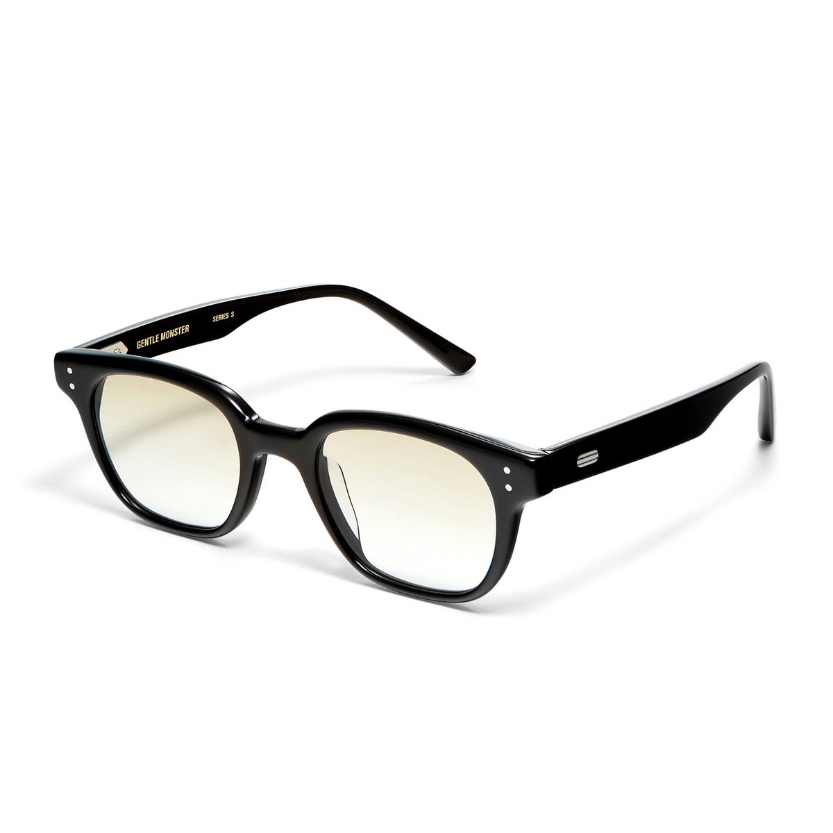 Gentle Monster® Square Eyeglasses: Volta color Black 01-BRG - three-quarters view.