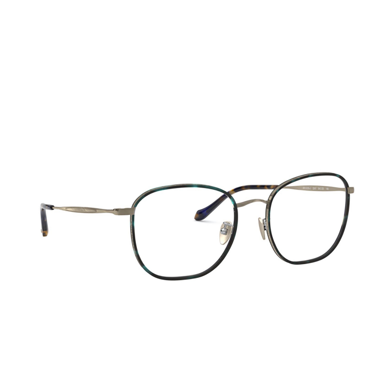 Giorgio Armani® Square Eyeglasses: AR5105J color Blue Havana / Brushed Gold 3247 - three-quarters view.