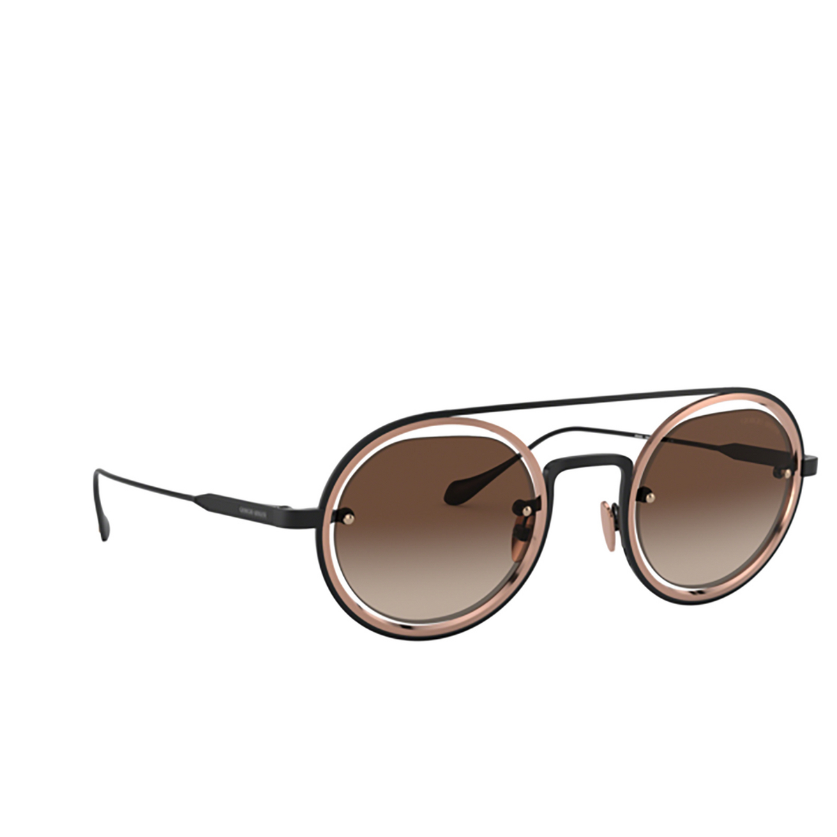 Giorgio Armani AR6085 Sunglasses 300113 MATTE BLACK / BRONZE - three-quarters view