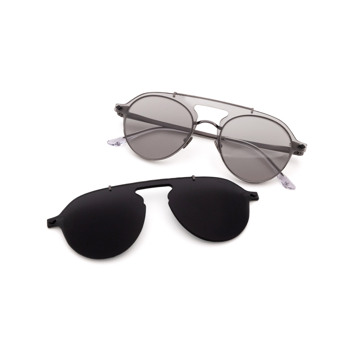 Giorgio Armani® Round Eyeglasses: AR6107 color Matte Black 30011W - three-quarters view.