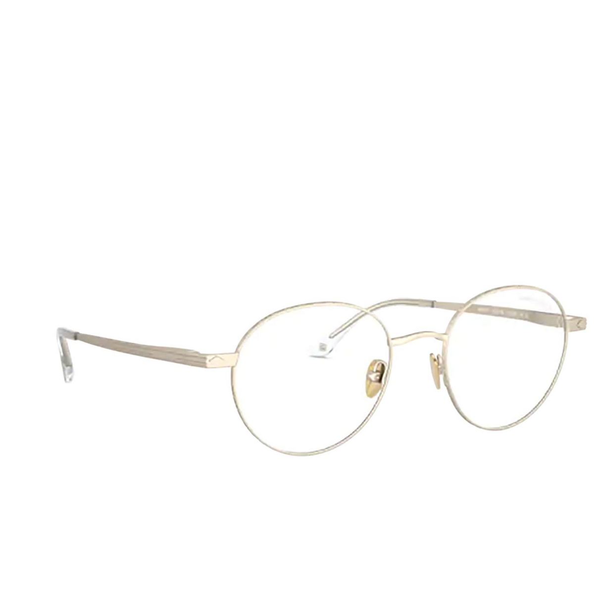 Giorgio Armani® Round Sunglasses: AR6107 color Matte Pale Gold 30021W - three-quarters view.