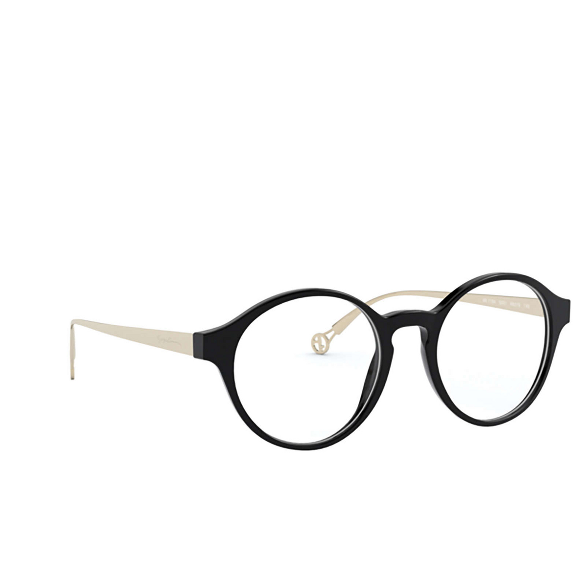 Giorgio Armani® Round Eyeglasses: AR7184 color Black 5001 - three-quarters view.