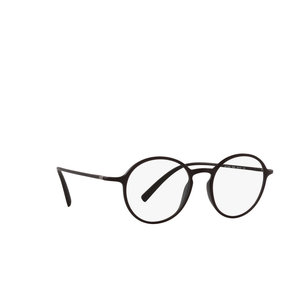 Giorgio Armani® Round Eyeglasses: AR7203 color Matte Brown 5858 - three-quarters view.