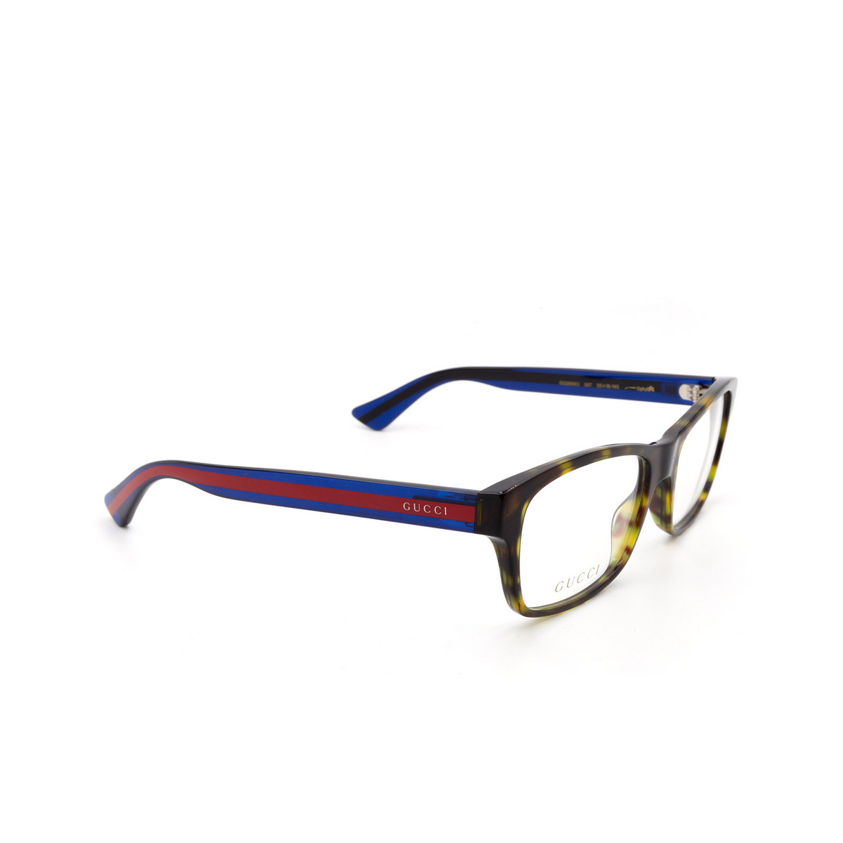 Gucci® Rectangle Eyeglasses: GG0006O color Havana 007 - 2/3.