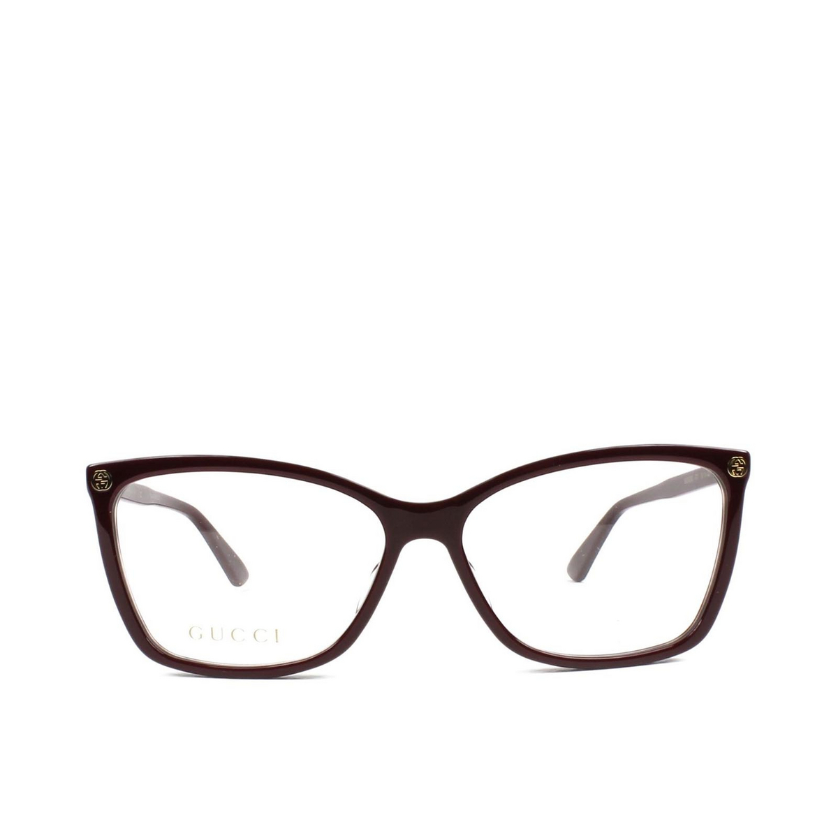 Gucci® Cat-eye Eyeglasses: GG0025O color Burgundy 007 - front view.