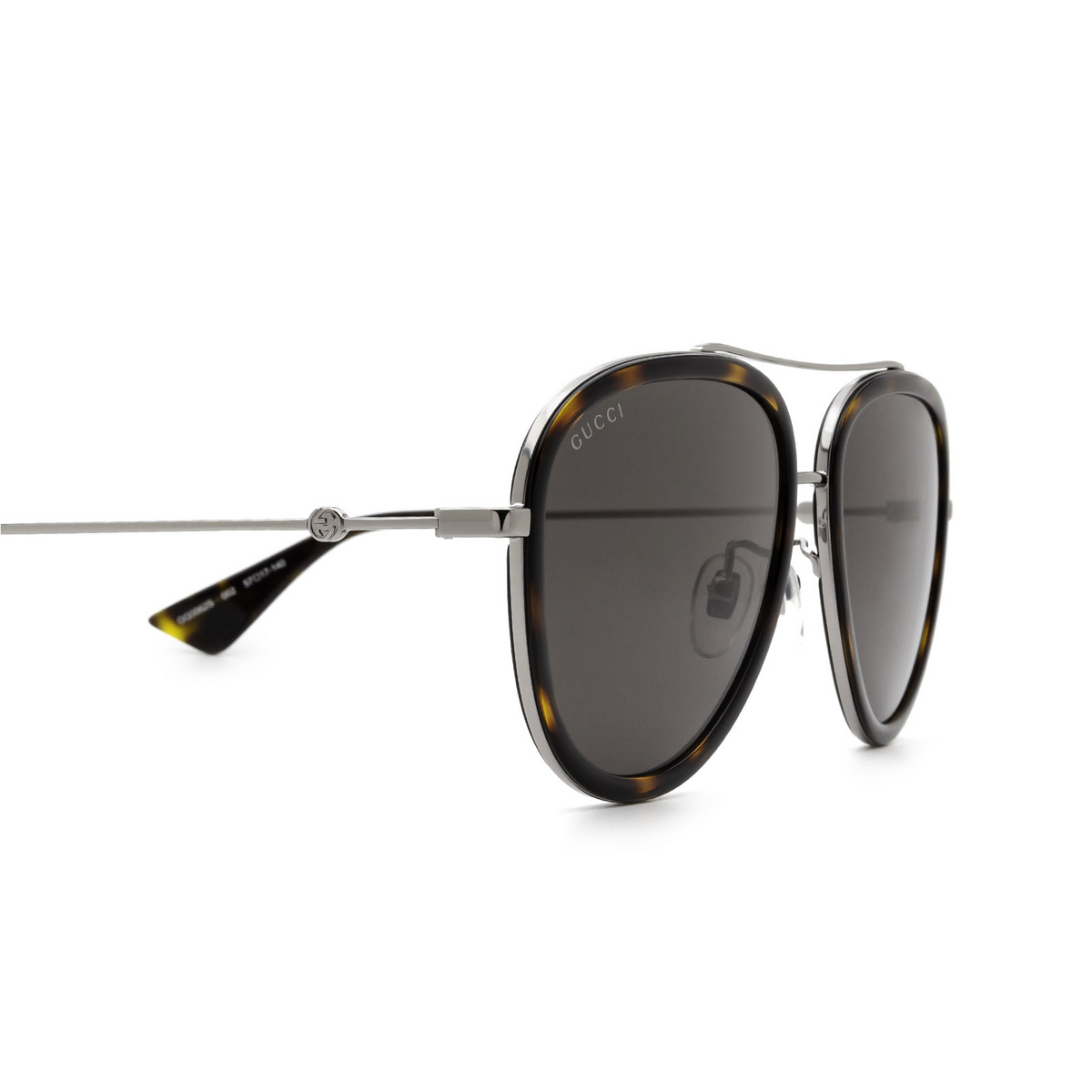 Gucci® Aviator Sunglasses: GG0062S color Ruthenium 002 - product thumbnail 3/3.