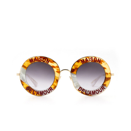 Gucci® Round Sunglasses: GG0113S color Havana 010.