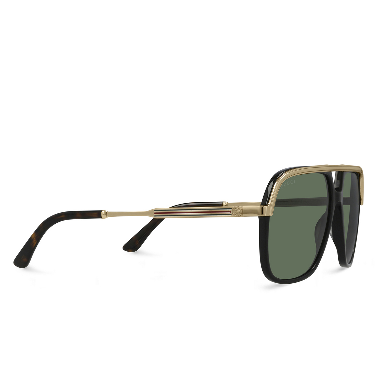 Gucci GG0200S Sunglasses 001 Black & Gold - three-quarters view