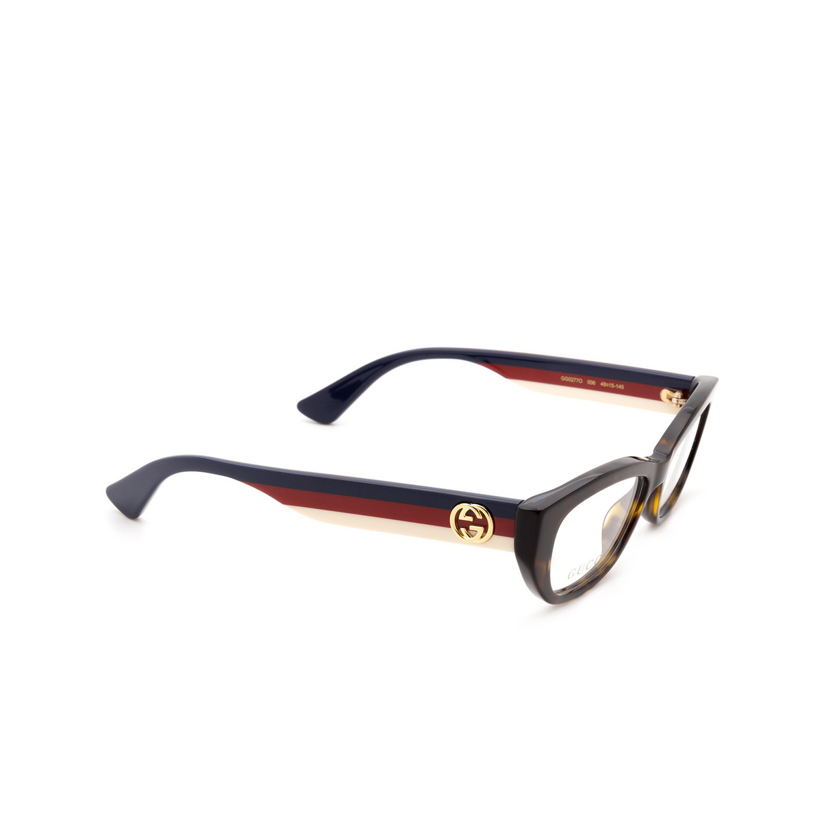 Gucci® Cat-eye Eyeglasses: GG0277O color Havana 006 - 2/3.