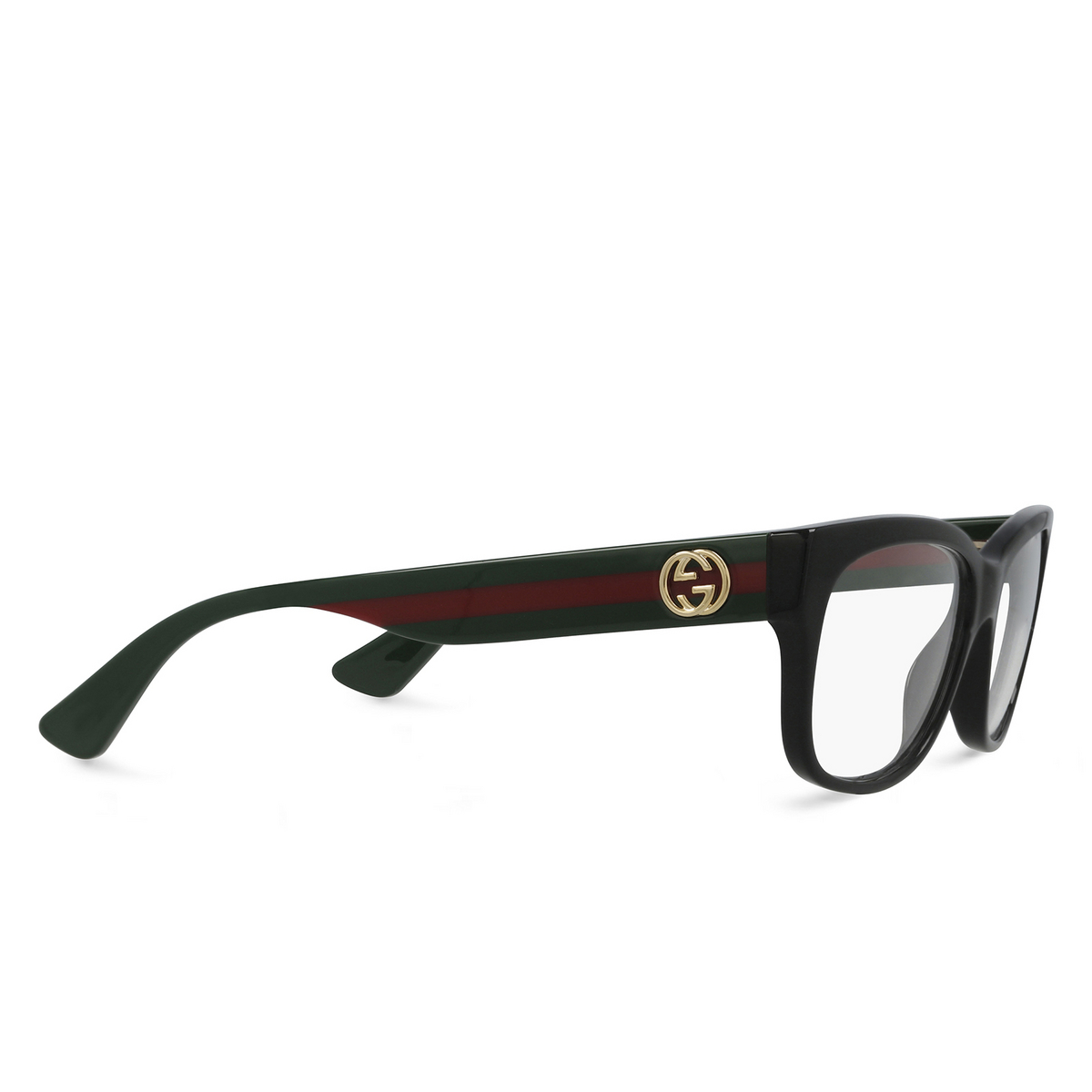 Gucci® Rectangle Eyeglasses: GG0278O color Black 011 - three-quarters view.