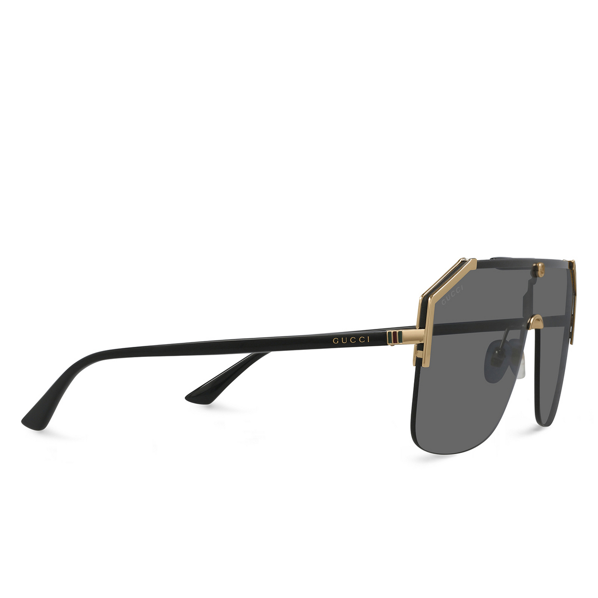 Gucci® Mask Sunglasses: GG0291S color Gold 001 - three-quarters view.