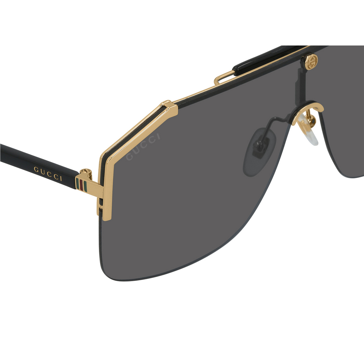 Gucci® Mask Sunglasses: GG0291S color Gold 001 - 3/3.