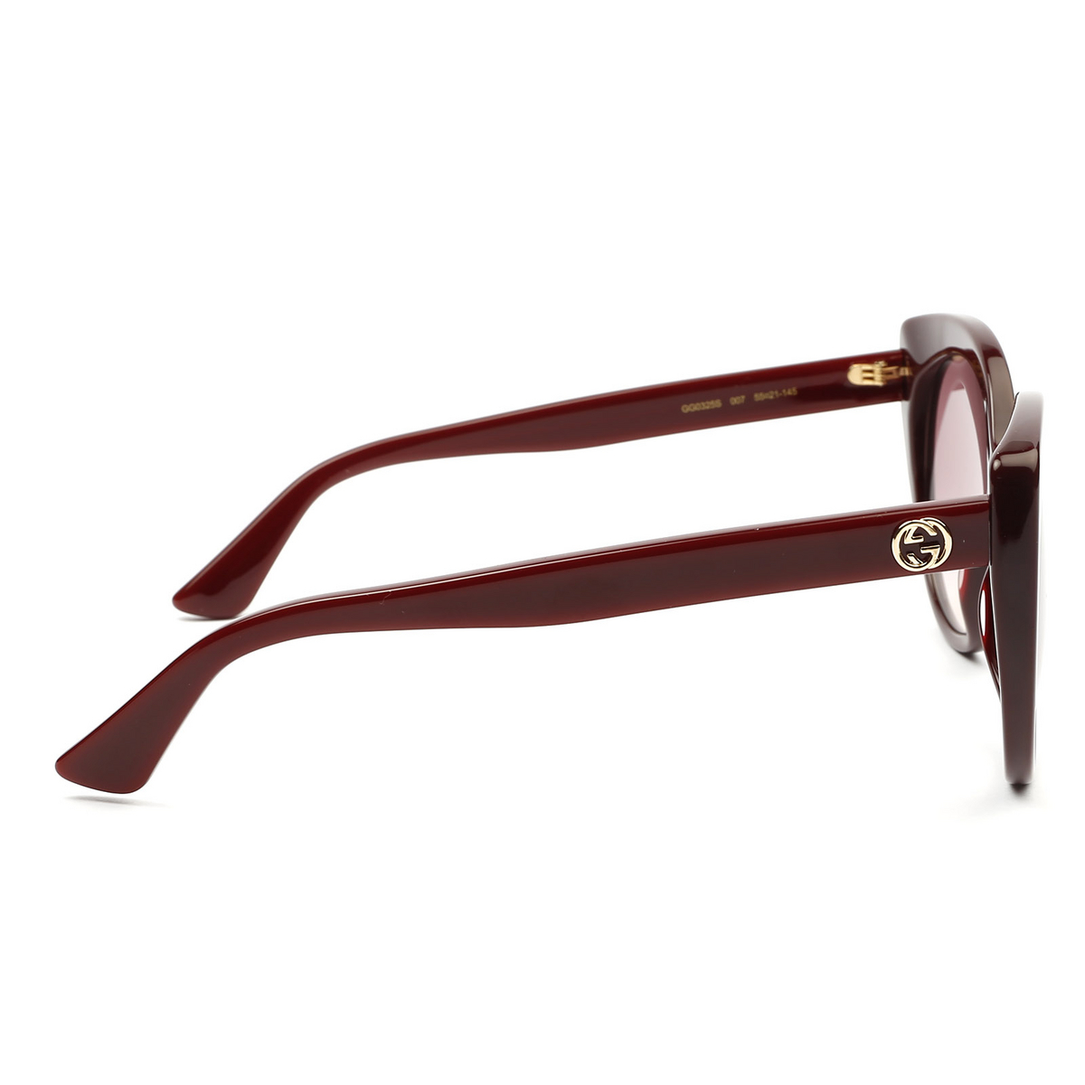 Gucci® Cat-eye Sunglasses: GG0325S color Burgundy 007 - 4/4.