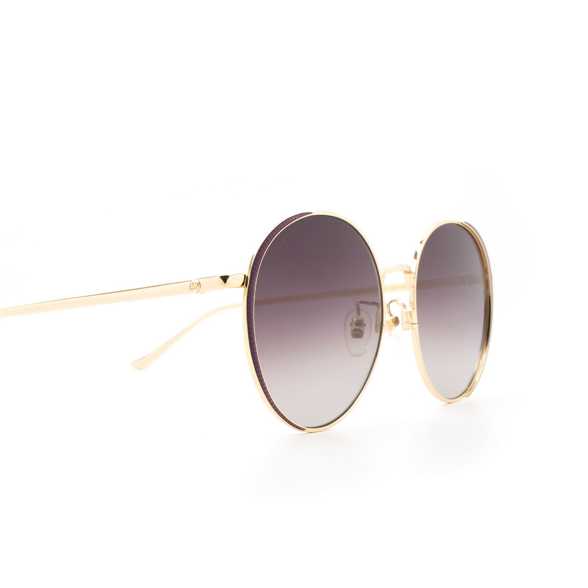 Gucci® Round Sunglasses: GG0401SK color 001 Gold - 3/3