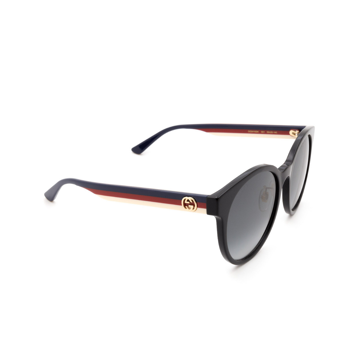 Gucci® Round Sunglasses: GG0416SK color Black 001 - 2/3.