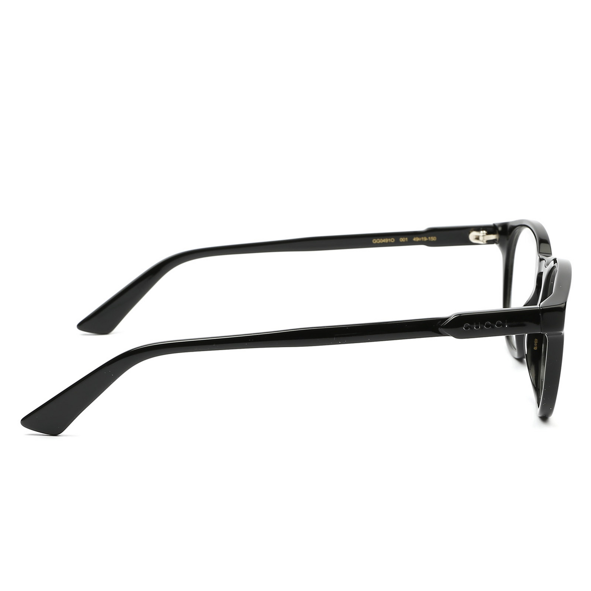 Gucci® Round Eyeglasses: GG0491O color Black 001 - 4/4.