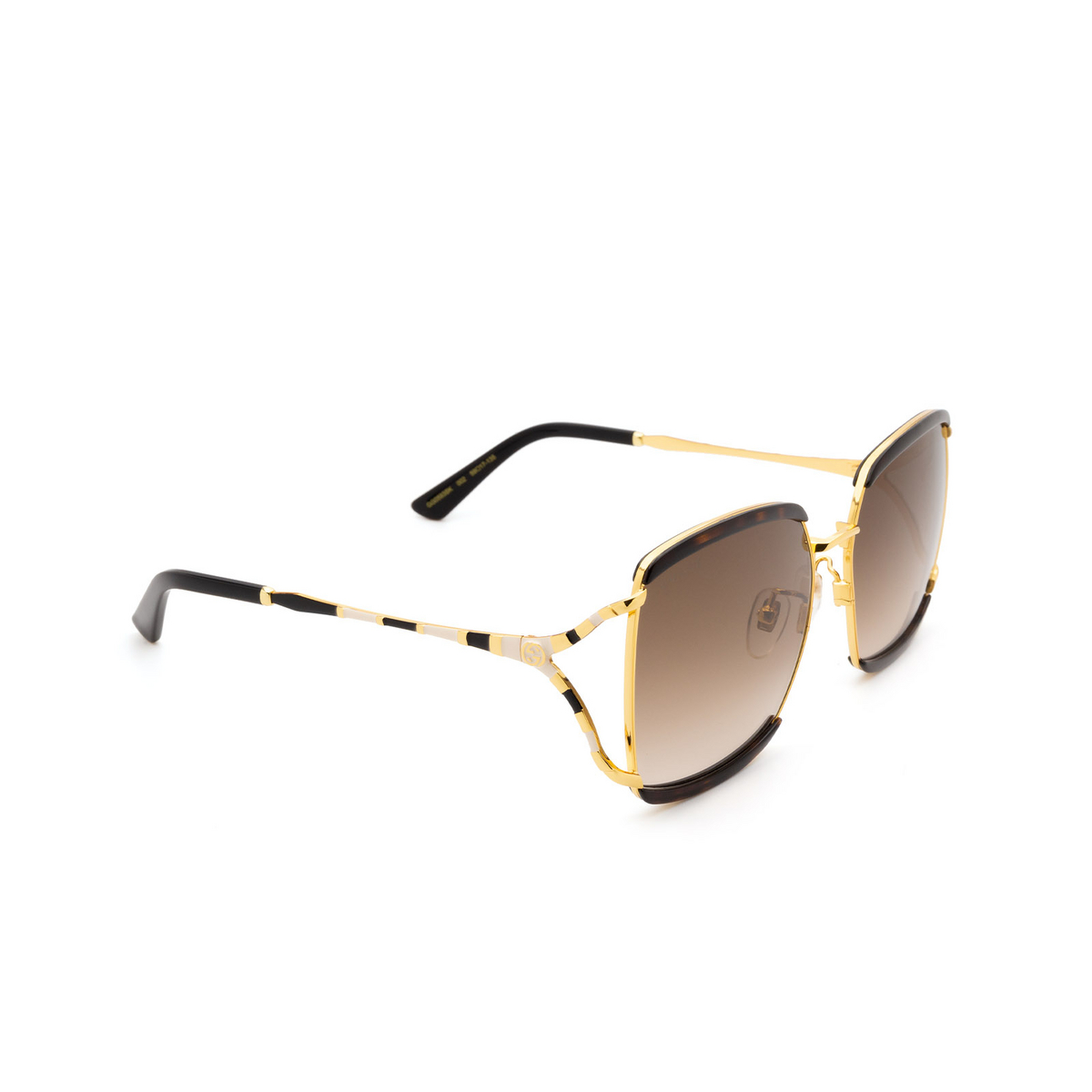 Gucci® Butterfly Sunglasses: GG0593SK color 002 Havana - three-quarters view